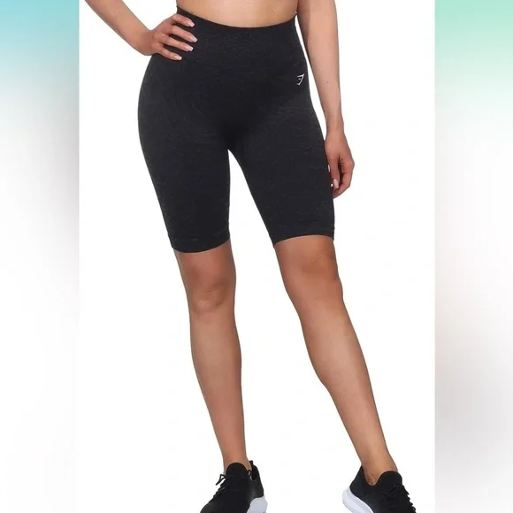 Gymshark Black Patterned Bike Shorts - Picture 2 of 5